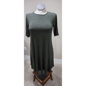 Old Navy Womens Black & Green Striped Short-Sleeve Swing Dress Size M
